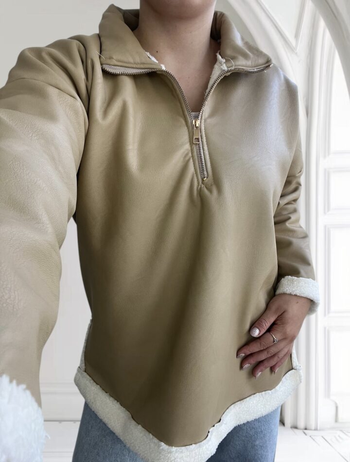 BUZO ECOCUERO BEIGE