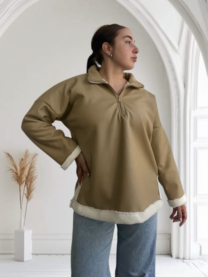 BUZO ECOCUERO BEIGE - Imagen 4