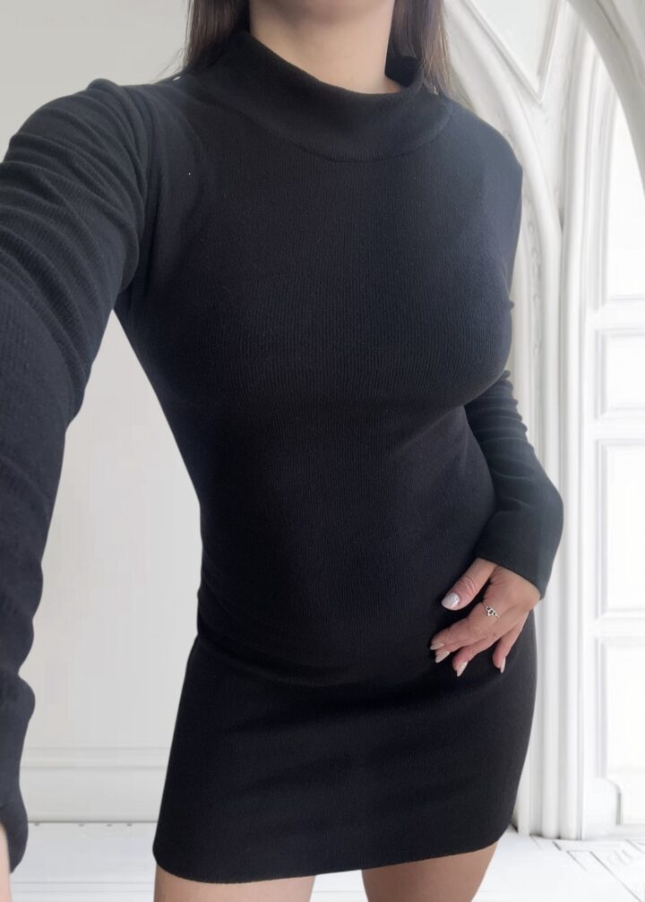 VESTIDO MEDIA POLERA LANILLA - NEGRO