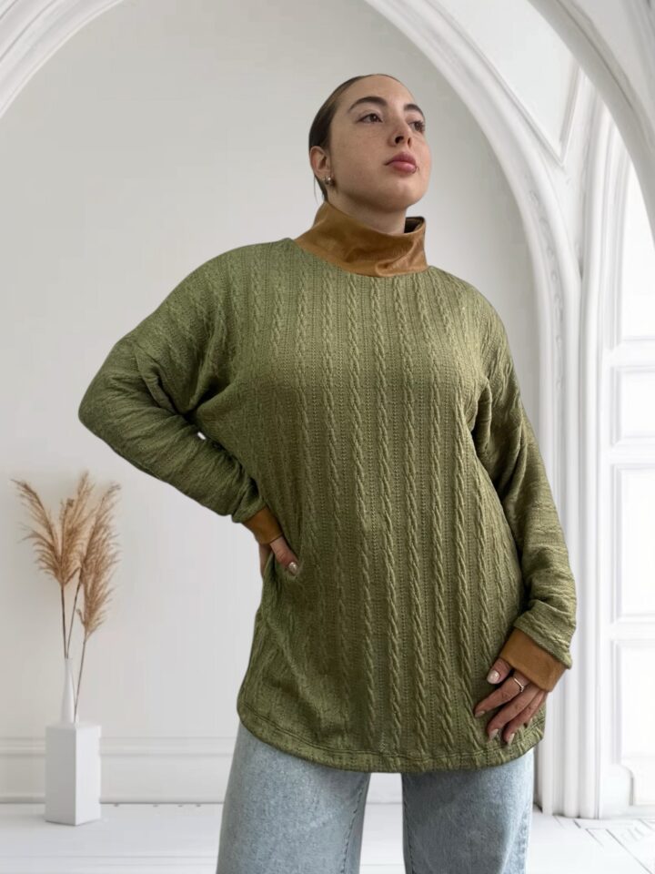 POLERA TRENZADA CON CUERO - VERDE - Imagen 3