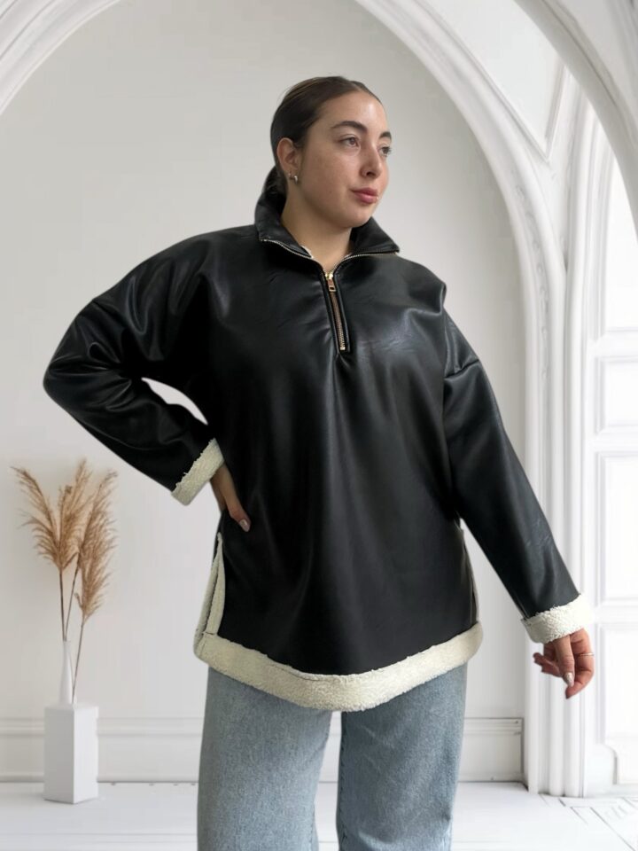 BUZO ECOCUERO NEGRO - Imagen 4